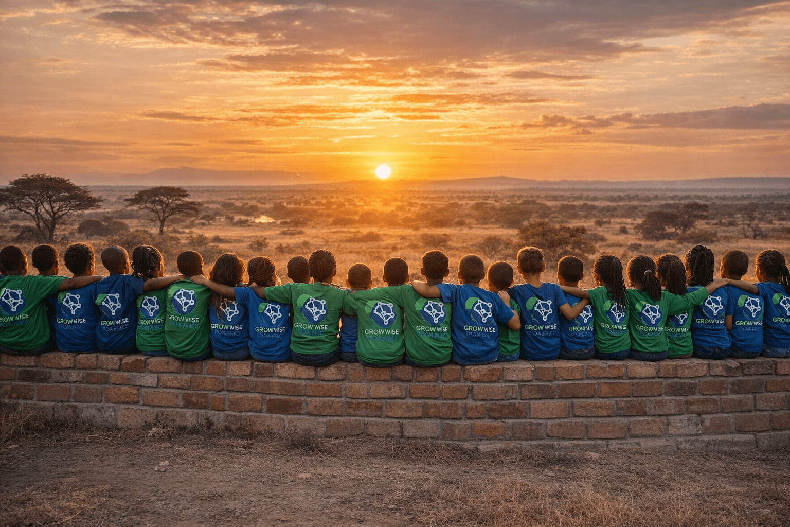 GWA children watching the sunset over Africa
